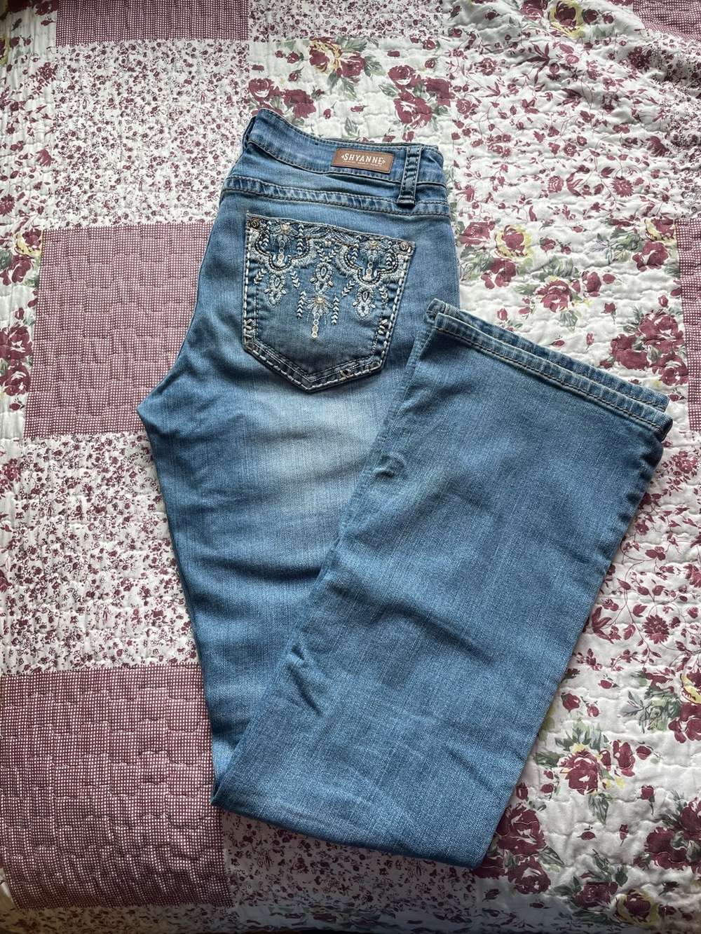 Shyanne Light Blue Bootcut Jeans with Embellished Back Pocket